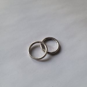 Set of 2 Thick Sterling Silver Stacking Rings - Size 5.5